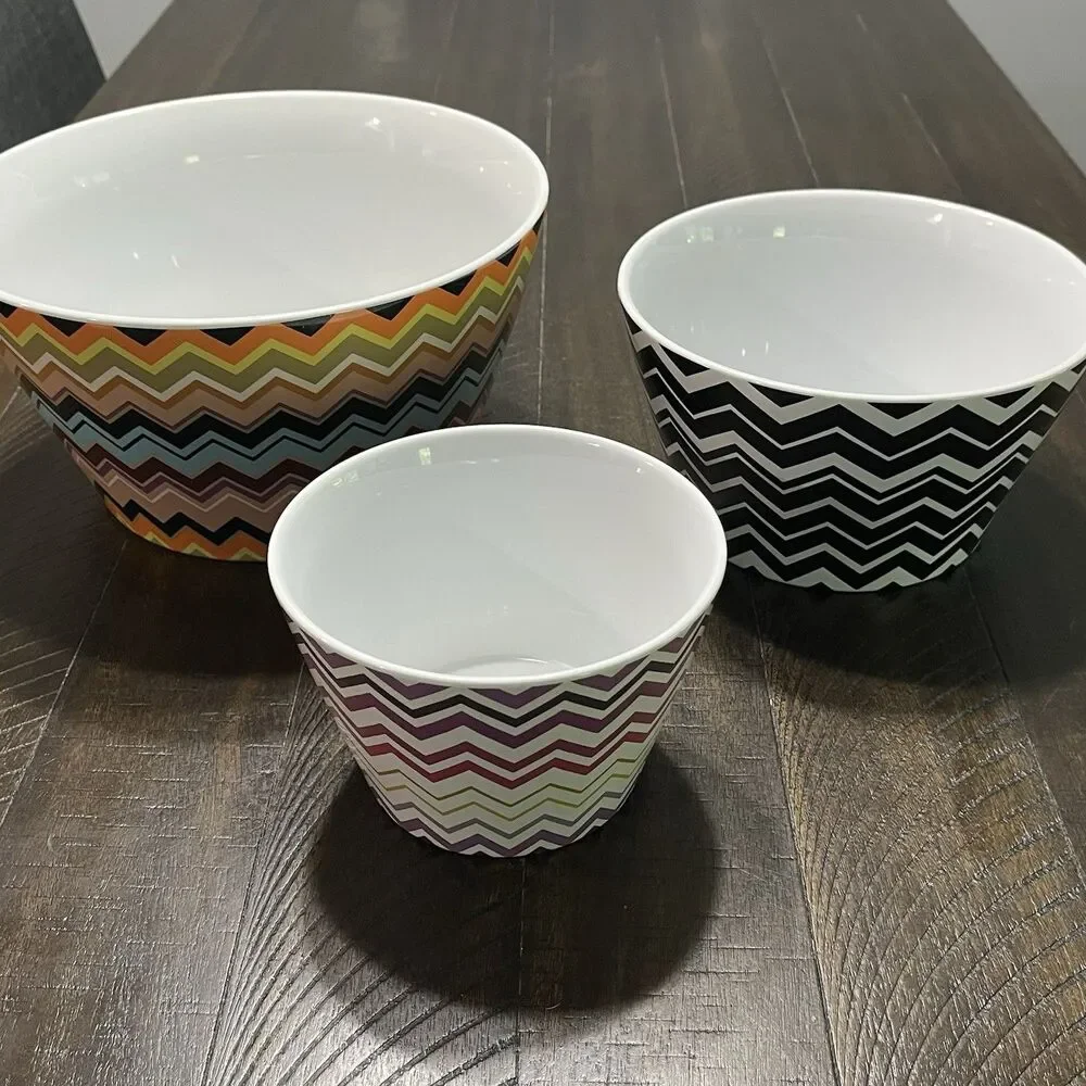 Missoni for Target 3pc Serving Mixing Bowl Set Nesting Bowls Colorful Geometric